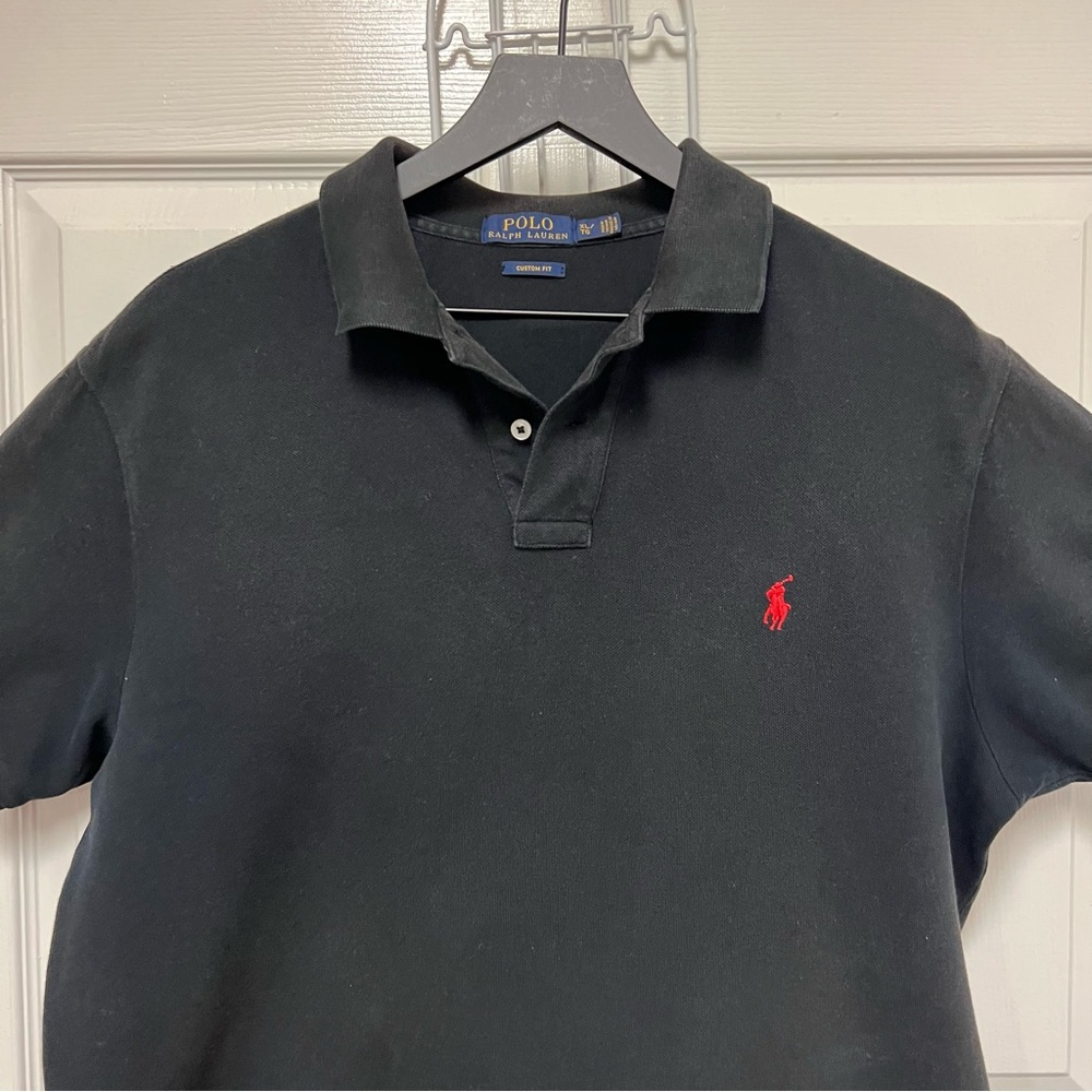 Polo by Ralph Lauren Black Polo Shirt with Red Logo - Picture 2 of 11